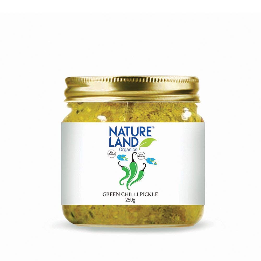 Chilli Pickle Natureland Organics 350g, piment mariné bio traditionnel