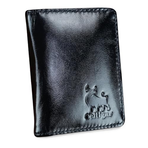 Carteira Pequena Masculina De Couro Legítimo Porta Cartões CNH Antifurto Proteção RFID (Preto - Couro CBFLY)
