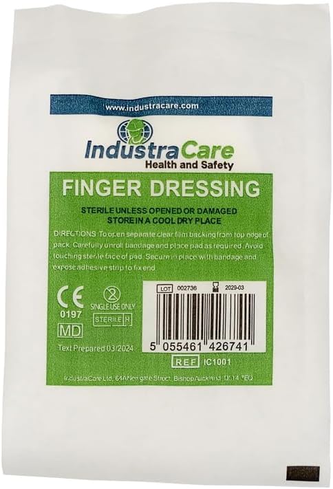 IndustraCare 10 Pack First Aid Sterile Finger Wound Bandage Dressing 3.5cm x 3.5cm