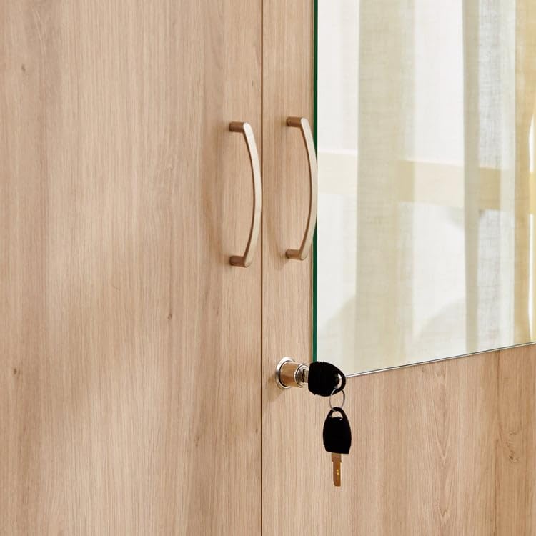 Image of Home Centre Engineered Wood Helios Alton 2-Door Wardrobe with Mirror, Brown