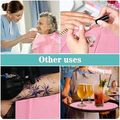 MAQIHAN 75pcs Dental Bibs Disposable - Pink Disposable Dentist Bibs for Nail, Tattoo, Lash, Paper Towels, Napkins, Desk Mat for Nail Table, Tattoo Tray Covers, Nail Tech Art Essential Stuff Supplies