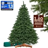 CASARIA® Árbol de Navidad 180x111cm Soporte de Madera Natural 1355 Puntas Ramas PVC Relleno Pino Abeto Artificial Verde