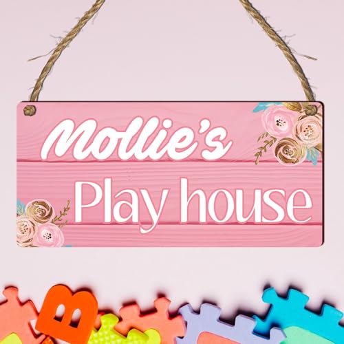 Personalised "Playhouse" Plaque – Customisable Children's Playhouse Sign for Indoor or Outdoor Use – for Kids' Playrooms or Garden Playhouses (Pink, Mdf Wood Indoor Use Only) - Image 3