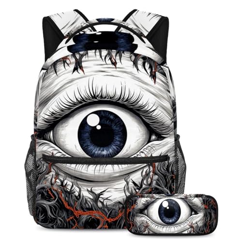 Sac à dos et trousse à crayons d'Halloween multicolore pour garçons et filles