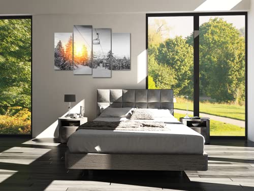 Yeilnm Winter Canvas Wall Art Sunset Ski Lift Pictures Poster Cable Car Hd Paintings Wall Art Snow Mountain Landscape Print Pictures Artwork For Living Room Bedroom Decoration #TOP2