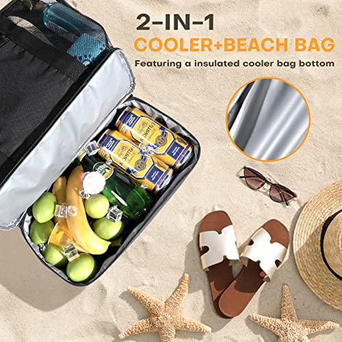 Clothforall With Cooler - Large Beach Bags For Women, Mesh With Zipper, Waterproof Sandproof For Beach Pool Travel Picnic Camping Daily #TOP1