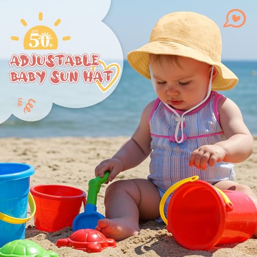 Century Star Seersucker Hats Baby Girls Sun Hats UPF 50+ for Infant Kids Toddler Adjustable Summer Beach Cap4