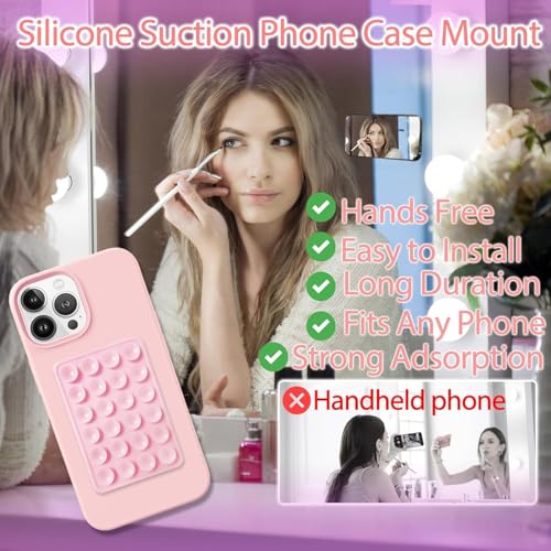 Image of CERLINK Suction Phone Case Grip for Mobile Phone, Silicone Adhesive Sticker 24 Cup Strong Gripper Compatible with Mirror,Marble,Glass (Grey,Black)
