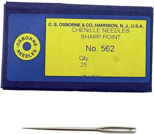 C.S. Osborne Pack of 25 Sharp Point Chenille Needles #562 Size 13 to 26 (20)
