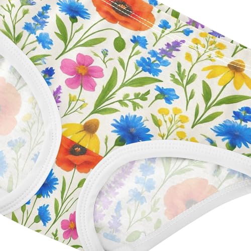 Joisal Toddlers Underwear Floral 2t Cotton Girl Panties Cute Colorful Underpants Briefs Botanical Wildflowers Plants Beige4