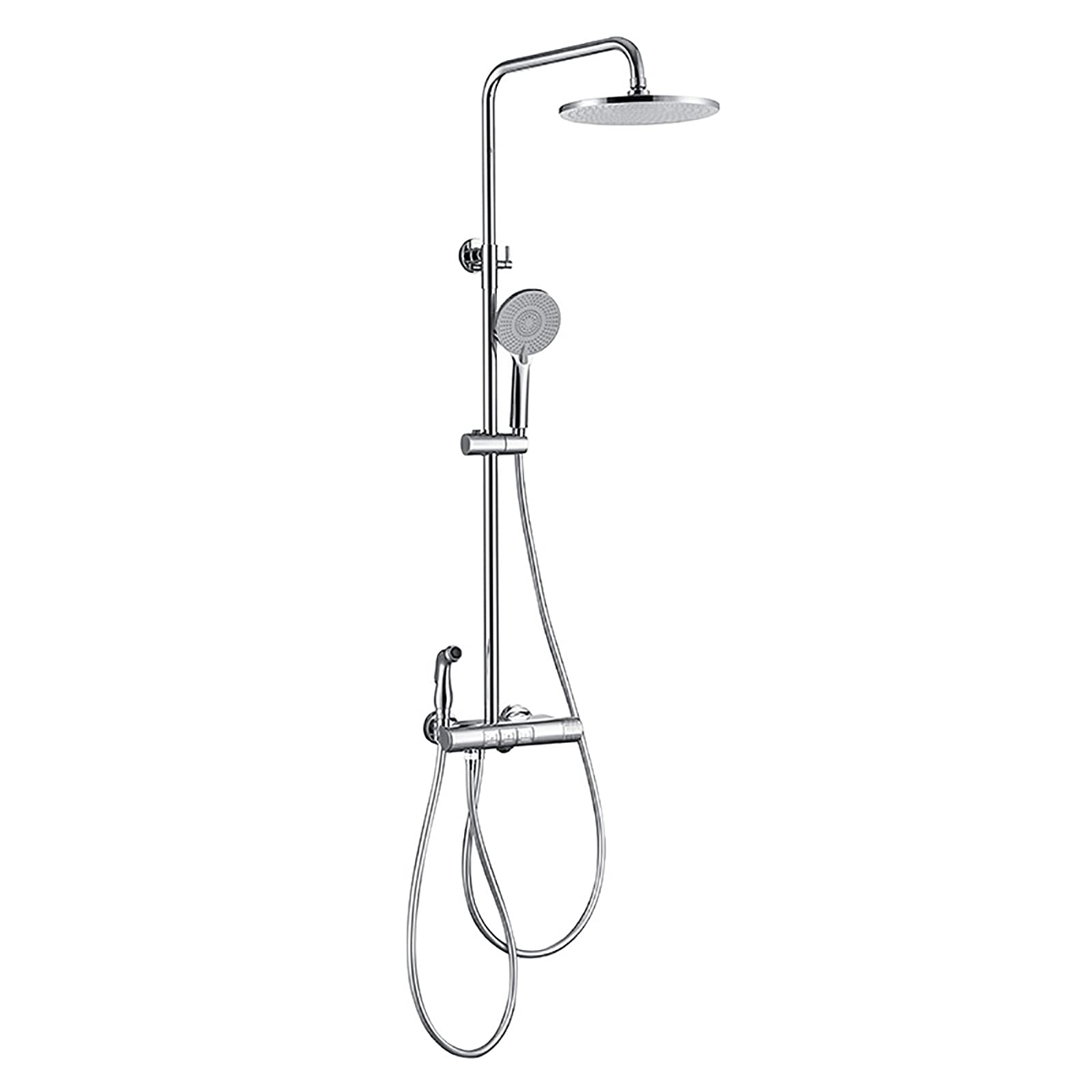 SBCGFY Faucets,Faucet/Tap,Shower System With Tub Spout Rain Mixer Shower Combo Set With 8 Inches Round Rainfall Shower Head Shower Faucet Set With Ld Combo Set, Bidet Sprayer/Black,Chrome