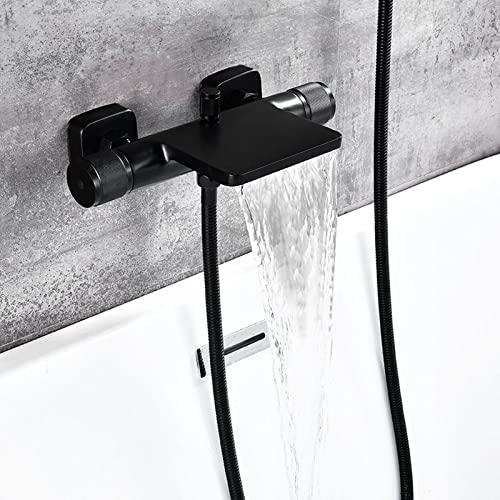 Robinet mitigeur de bain-douche mural avec cascade et pommeau chromé - 8