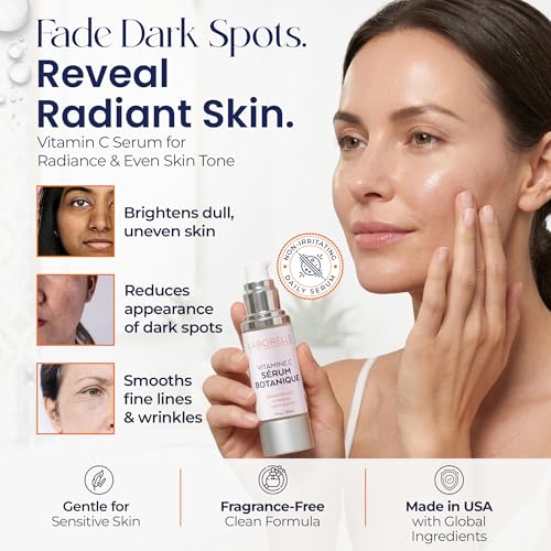 Image of Vitamin C Serum for Face with Vitamin E & Ferulic Acid - Dark Spot Corrector & Brightening Serum with Plant Stem Cell Extract & Hyaluronic Acid, Gentle for Sensitive Skin (1 fl oz)