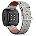 CJBROES Replacement Leather Watch Band, Compatible with Fitbit Versa 3 and Fitbit Sense of Wristband Bracelet Accessory - Geometric Rectangle Tiles Stylish