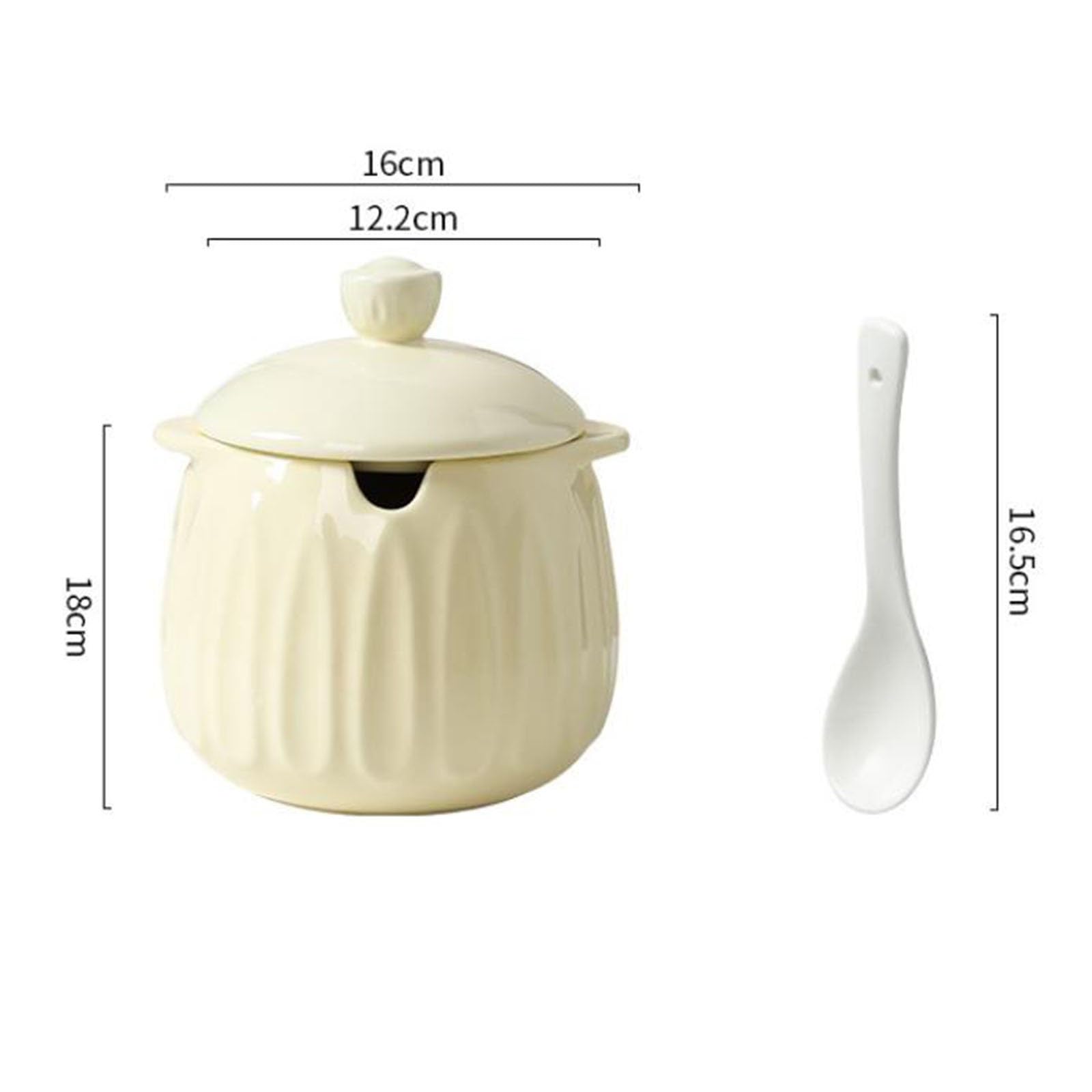 Pentola per Salsa di Soia in Ceramica da Cucina Barattolo di strutto in ceramica con coperchio Cucchiaio condimento sale olio peperoncino per Uso Cucina