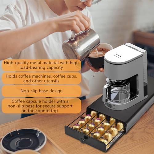 Jomdjmskes 40Pcs Kapselhalter, Kaffeekapseln Aufbewahrung, Schubladen Kapseln, Praktischer Kapseln Halterung, Kapselschublade, Kapselspender Espressokapseln, Metallgitter Kapselständer AntiRutsch Füße