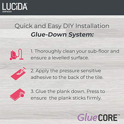 Lucida Surfaces Luxury Vinyl Flooring Tiles | Glue-Down Adhesive Flooring for DIY Installation | 18 Stone-Look Planks | GlueCore+ | 36 Sq. Feet (Box of 18 Tiles, Silkstone) - Thumbnail 5