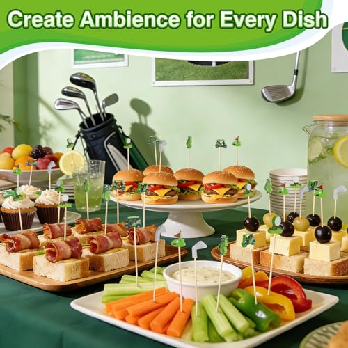 Golf Cocktail Picks, 4.7 IN Fancy Toothpicks for Appetizers, Wooden Fruit Skewers Bamboo Food Sticks, Masters Golf Themed Party Decorations Supplies for Sandwich Drinks Decor Charcuterie Accessories #3