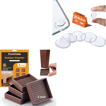 Glass Table Top Anti Slip Pads+Non Slip Rubber Furniture Pads 2 inch 4PCS