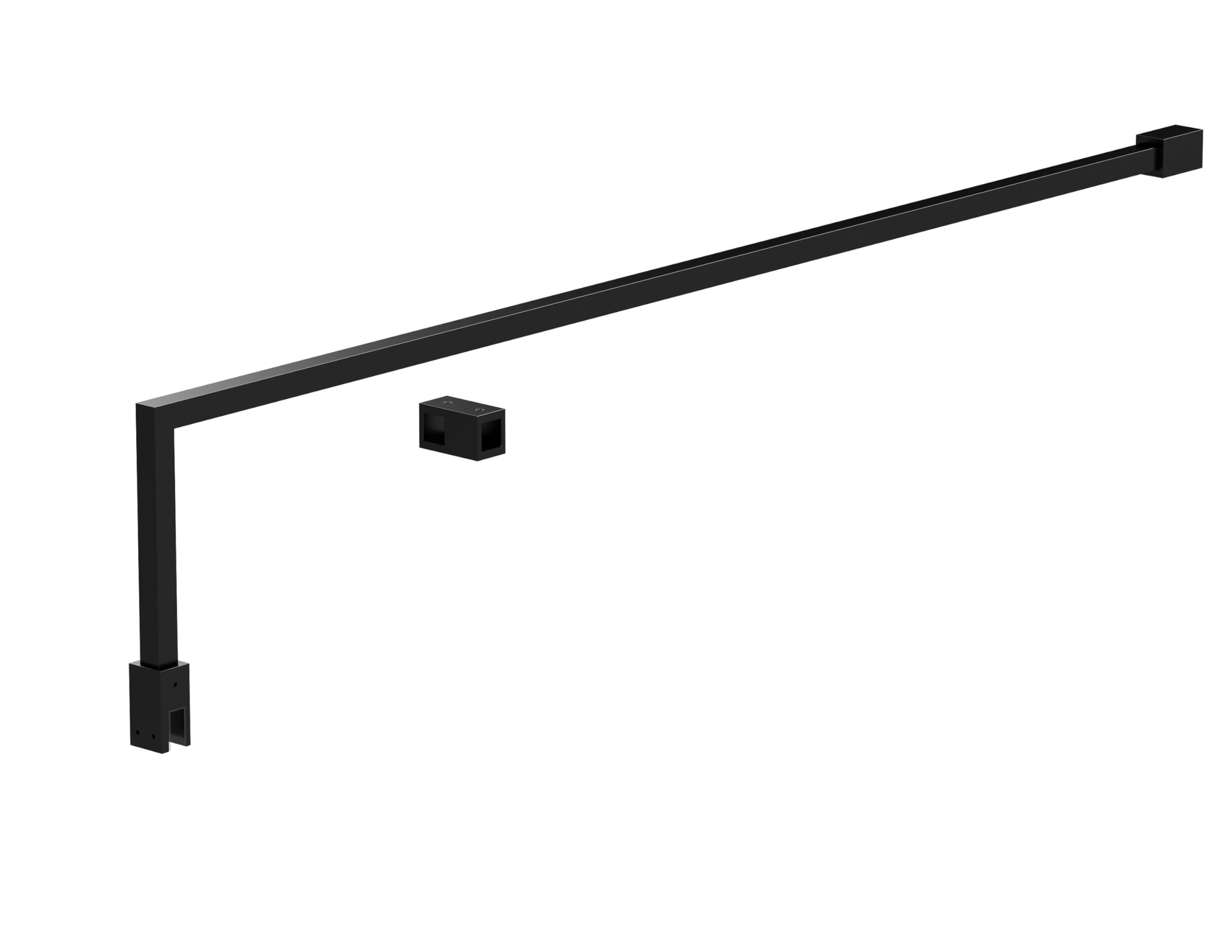 Balterley Black Shower Screen Support Bar Kit, Arm Brace Support For Wetroom Screens, Square Tube Shower Bracket Wall Mount, Arm Support For Wetroom Bath Enclosure- 150 X 1000 X 15Mm (Matt )