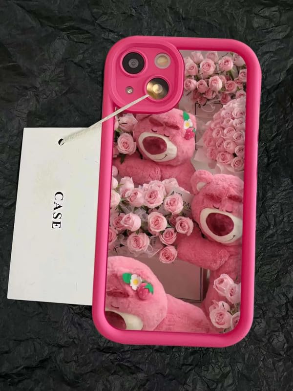 Image of COVERLY Rose Strawberry Teddy Back Case Cover for iPhone 12 Pro | Hot Hibiscus Flourish Cute Design | Camera Protection | Soft TPU Silicone Fashion Aesthetic Cover for Girls & Women (Pink, Shockproof)