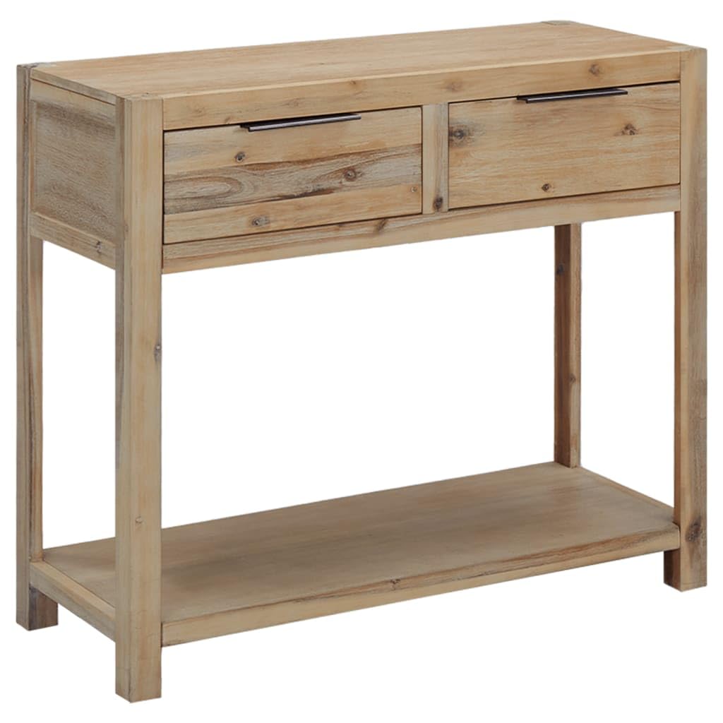 SXZenSpace Console Table 82x33x73 cm Solid Acacia Wood Entryway Hallway Sofa Side Cabinet with Two Drawers and Shelf, Rustic Brushed Finish for Living Room Corridor Bedroom
