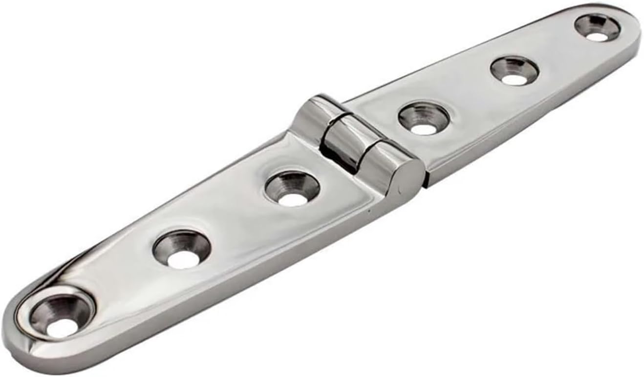 Marine Hinges 2PCS Stainless Steel 316 Strap Hinge with 6 Holes 152mm Mirror Polish Marine Cast Door Strap Hinges for Boats, Cabinet