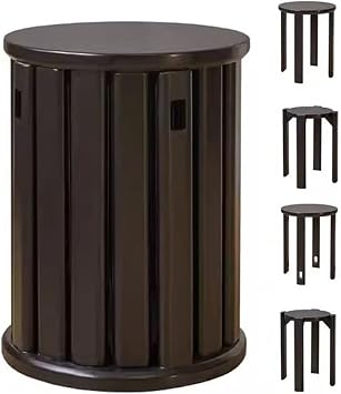 KITCISSL Solid Wood Coffee Table 4 in 1 Desk Chairs Sofa Bed Side Table Dining Chair, Round Stools Stackable Combination Stool Modern Dining Room Stools for Bedroom, Living RoomBlack