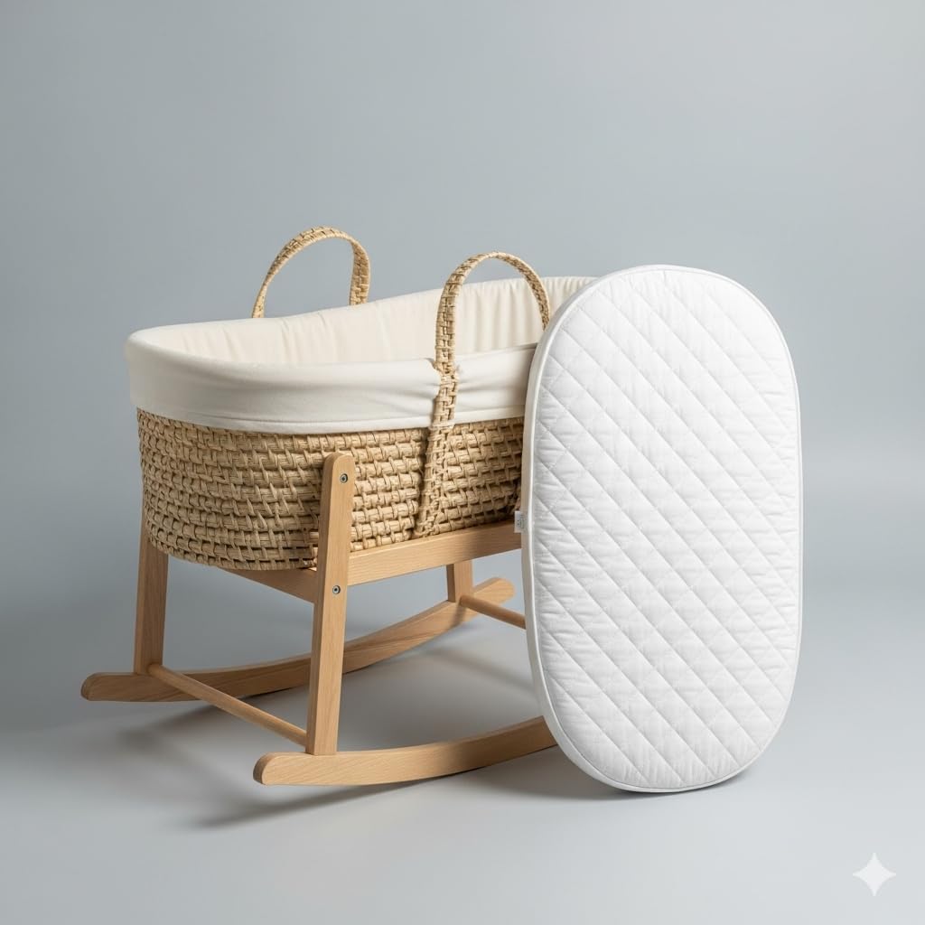 BUY ALL HERE Pram and Moses Basket Mattress – Fit to Kinderkraft (Baby Crib - 3 x 1 Lovi) Baby Crib | Breathable | Hypoallergenic | Size 78 x 41 x 04 CM