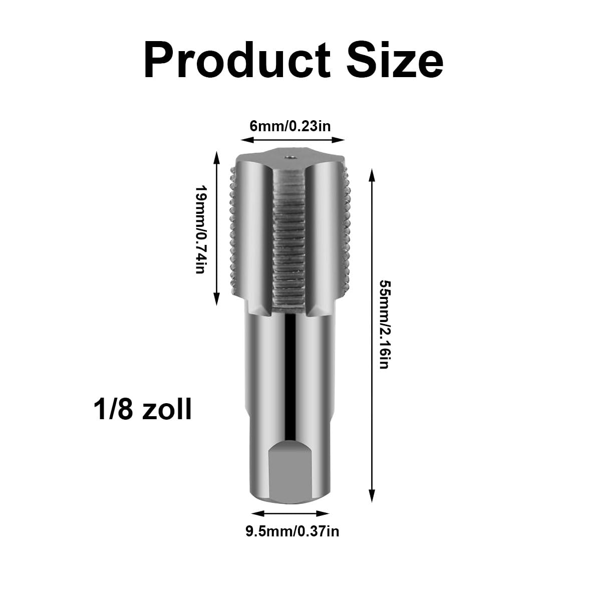 Set di maschi per tubi, in acciaio al carbonio, filettatura interna, 1/8", per l'uso in tubi dell'acqua, automobili e macchinari