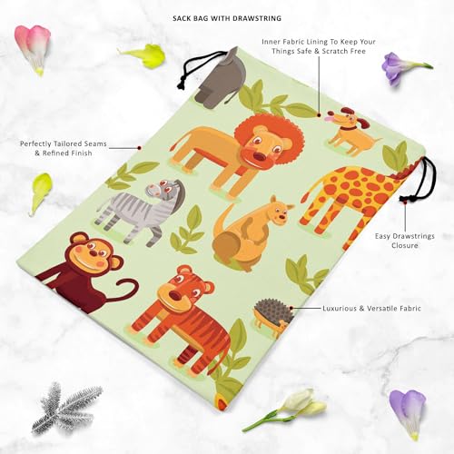 Image of ArtzFolio Cartoon Animals D1 | Reusable Sack Bag | Bag for Gym, Storage, Vegetable & Travel