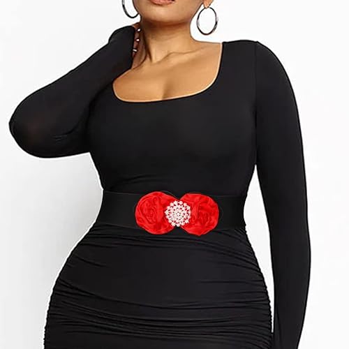 Miniatura 2 de Cinturón elástico ancho de flores para mujer, cintura elástica de perlas blancas, cintura elástica, accesorios de joyería para niñas