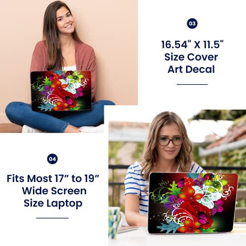 Image of LSS 17 17.3 Inches Laptop Notebook Skin Sticker with 2 Wrist Pads - Reusable Cover Protector Vinyl Sticker Cover Decal Fits 17 inch - 19 inch HP Asus Acer Samsung - Colorful Floral Pattern