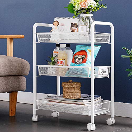 Keukenrekken Vloer Meerlaagse Beweegbare Karren Groenteband Wiel Opbergrek Multifunctioneel (45x27x63cm)(Color:wit) - Image 4