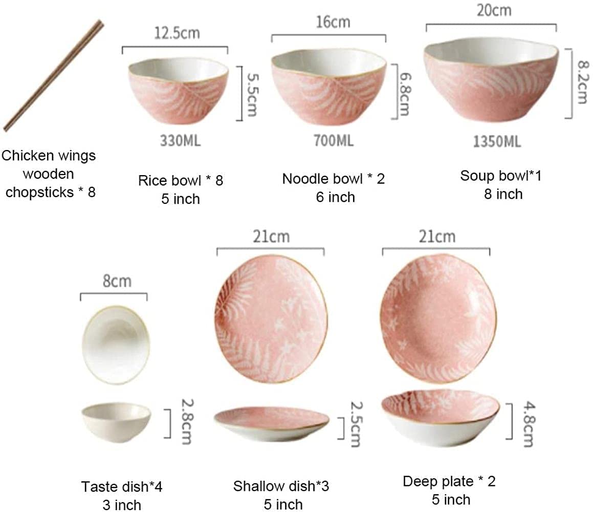 Juego de platos elegantes para restaurante y hogar de lujo, juego de vajilla de 28 piezas, tazones/platos de postre/platillos - Vajilla retro Juego de platos de porcelana Restaurante de fiesta famili