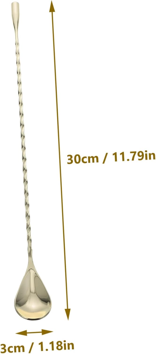 COLLBATH Cocktail Stirring Spoon Bar Mixing Tool Stainless Steel Twisted Spatula for Bar Home