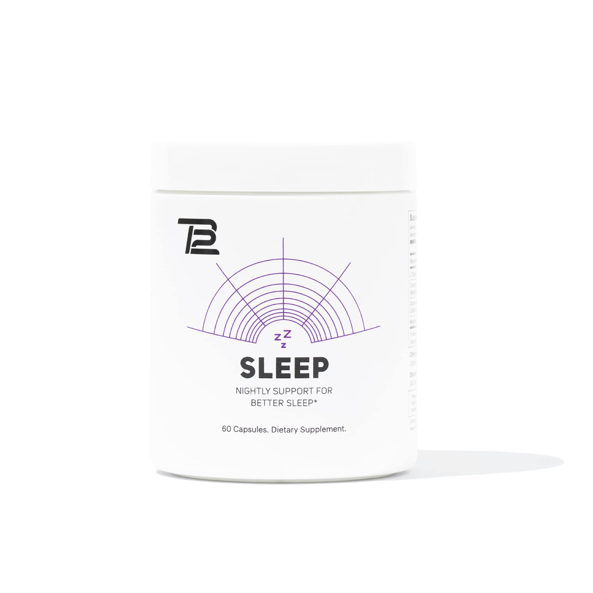 TB12 Sleep - Sleep Supplement with Magnesium, L-Theanine, Chamomile, GABA, and Melatonin to Fall Asleep Faster, Promote Relaxation, and Improve Sleep Quality. Stress and Mood Nightly Support