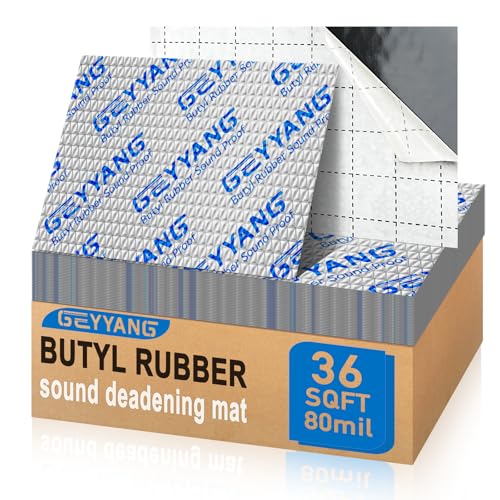 GEYYANG Car Sound Deadening Mat, 80 mil 36 sqft Sound Deading Material for Cars, Butyl Automotive Sound Deadener, Noise Insulation and Vibration Dampening Material (33 pcs)