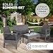 Casaria® Gartenmöbel Set Wetterfest 4 Personen Outdoor inkl. Auflagen Polyrattan 2 Sessel Gartenbank Tisch Garten Terrasse Balkon Möbel Lounge Grau