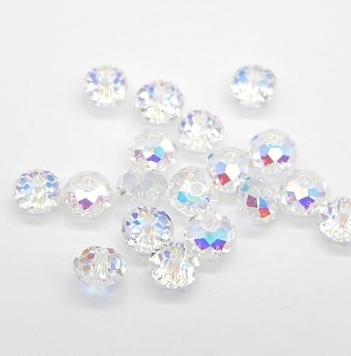 Miniatura 3 de 100 cuentas de cristal Adabele Austrian de 0.236 in facetadas sueltas Rondelle transparentes AB compatibles con cristales de Swarovski 5040 Preciosa