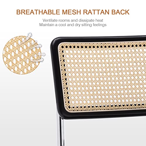 Zesthouse Mid Century Home Office Chair Leather Desk Chair With Rattan Back, Vanity Chair For Girl Women, Upholstered Tufted Swivel Chair For Bedroom Living Room, Height Adjustable Computer Task Chair #TOP3