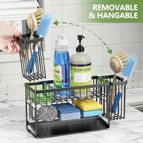 image for Cisily 2-Tier Kitchen Sink Caddy Organzier with Flexible Dish Brush Ho