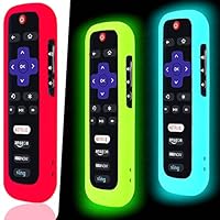 3 Pack Remote Case for Roku, Battery Cover for TCL Roku Smart TV Steaming Stick Remote, Roku TV Remote Cover Silicone Protective Controller Universal Sleeve Skin Glow in The Dark Green Sky and Blue