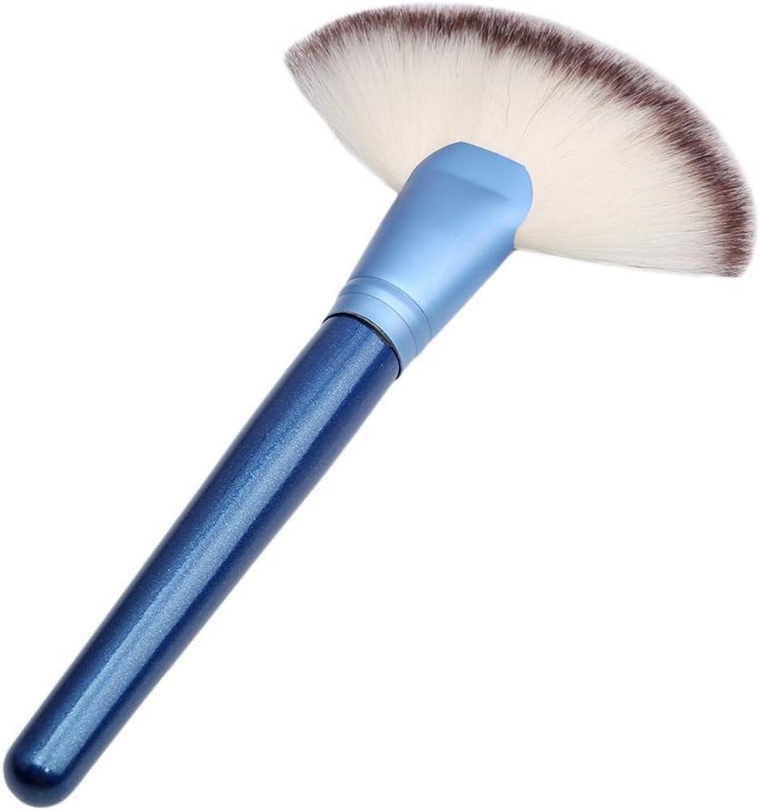 UKD PULABO DurableLarge Fan Makeup Brush Blending Highlighter Face Contour Powder Brush Blue : Beauty & Personal Care