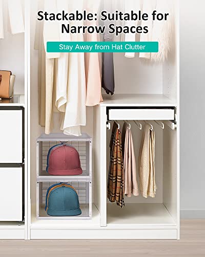 Apobabo Hat Organizer, Clear Hard Plastic Hat Rack Box For Baseball Caps, Stackable Dust Free Hat Storage Containers With Magnetic Door #TOP2