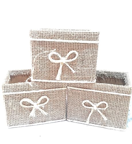 Cachepot quadrado de Madeira e Juta com Sisal - Decoração Vaso