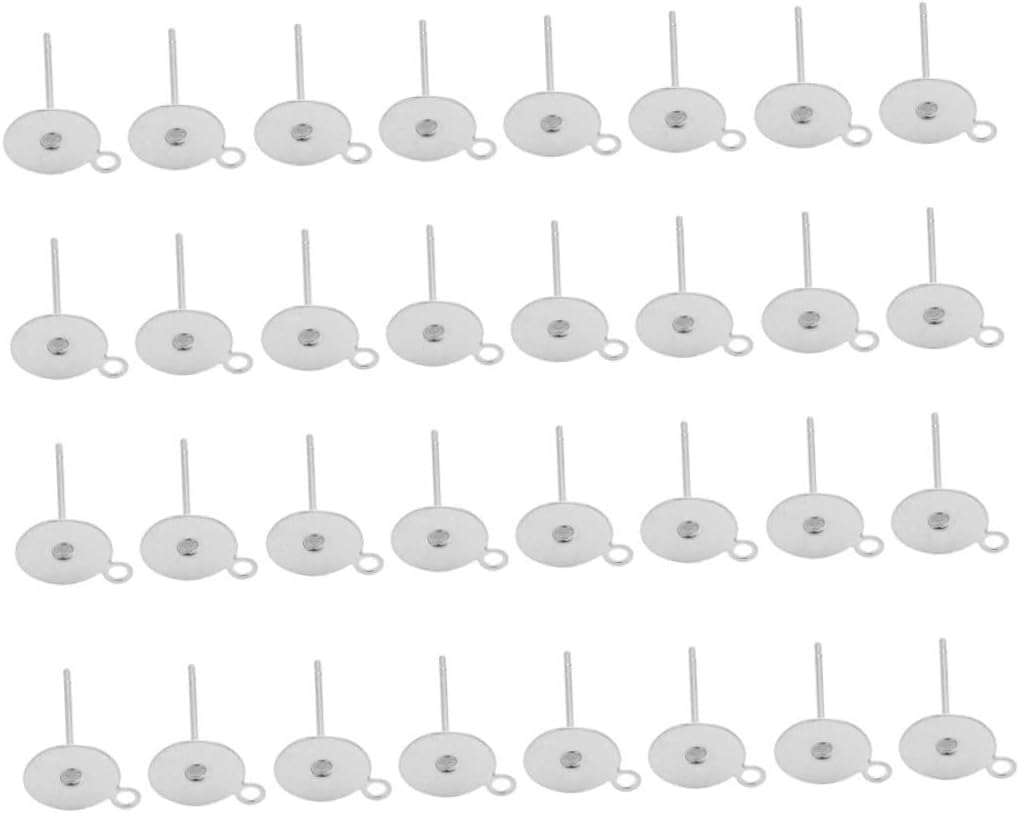 Ipetboom 100pcs Stainless Steel Pad Pierced Post Earring Pin Post Flat Round Blank Peg Ear Components for DIY Earring Making Base