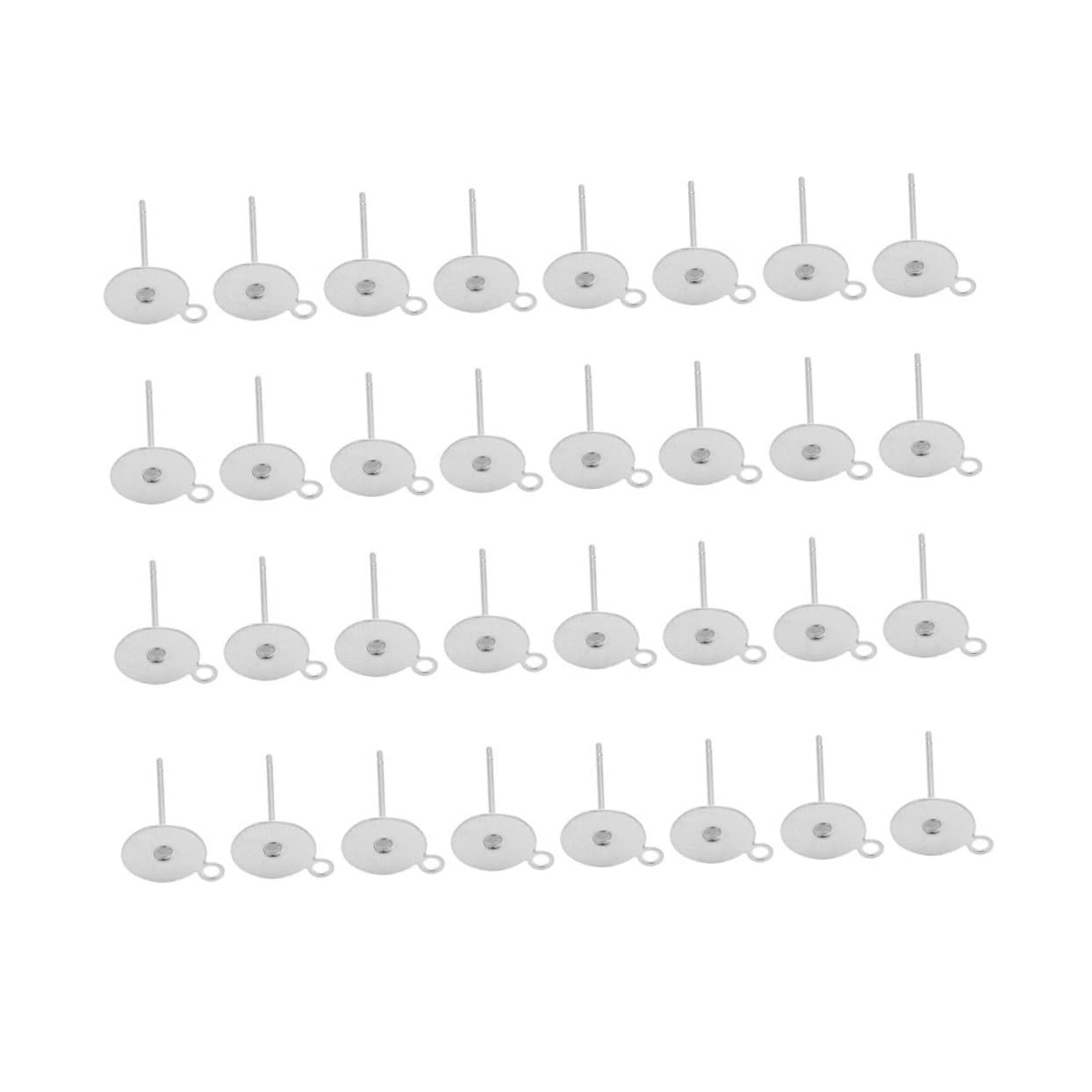 Ipetboom 100pcs Stainless Steel Pad Pierced Post Earring Pin Post Flat Round Blank Peg Ear Components for DIY Earring Making Base