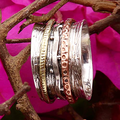 Bague spinner argent 925 cadeau de méditation unique - 2