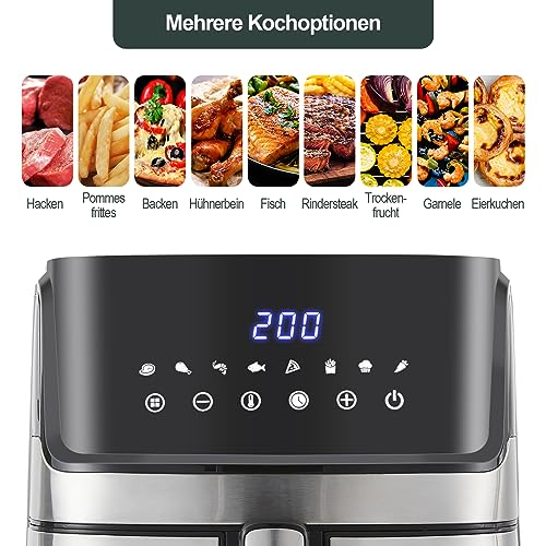 CLIPOP Grote digitale heteluchtfriteuse thuisgebruik energiebesparend zichtbaar kookvenster Airfryer met 8 functies inc Air Fryer, bakken en braden, digitaal touchscreen Air Fryers oven, olievrije - Afbeelding 4